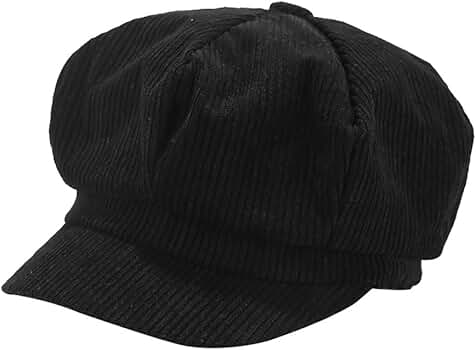 ささやん/CORDUROY NEWSBOY CAP XL ブラック Corduroy Hat Newsboy Vintage Solid Painters Hat (Black